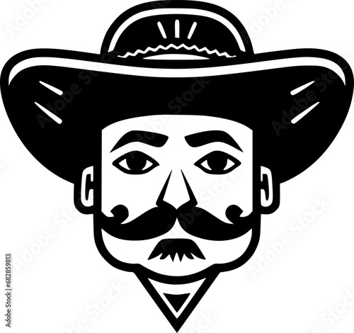 Mexican - Black and White Isolated Icon - Vector illustration