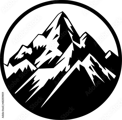 Mountain - Black and White Isolated Icon - Vector illustration