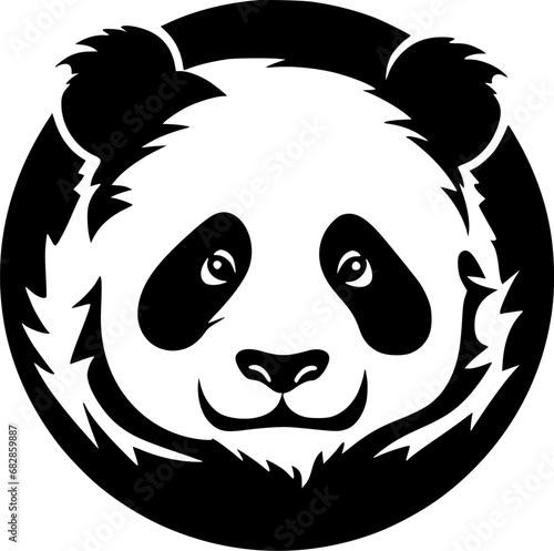 Panda - Black and White Isolated Icon - Vector illustration