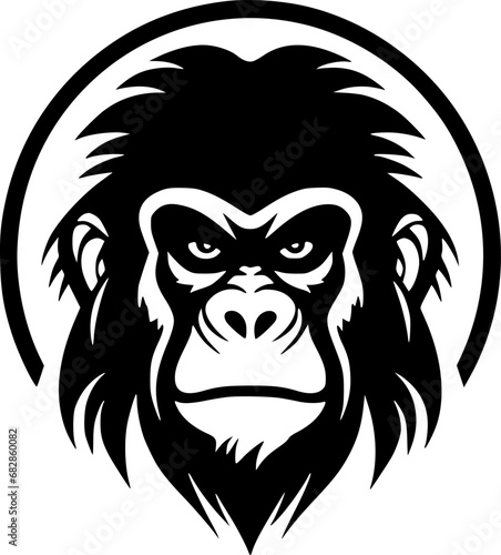 Monkey - Minimalist and Flat Logo - Vector illustration