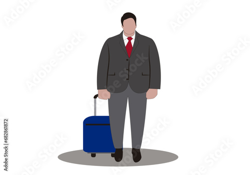 Ejecutivo de viaje. Viaje de negocios. Ejecutivo con maleta de ruedas