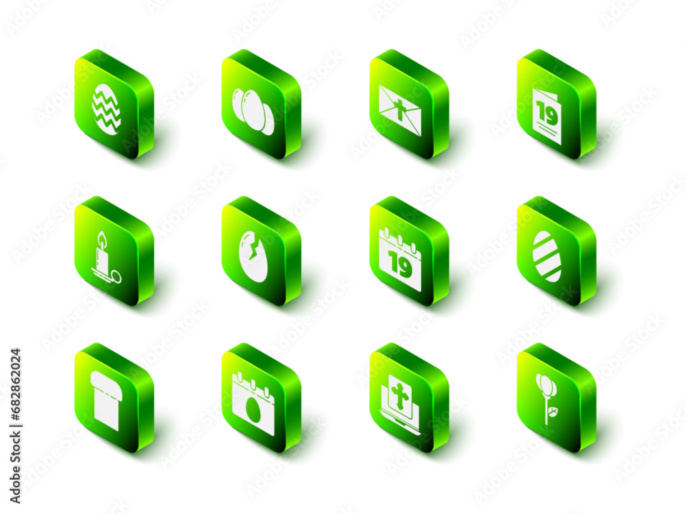Set Easter eggs, Greeting card with Happy, Flower tulip, Calendar, Cross on the laptop screen and icon. Vector Set Easter eggs, Greeting card with Happy, Flower tulip, Calendar, Cross on the laptop screen and icon. Vector