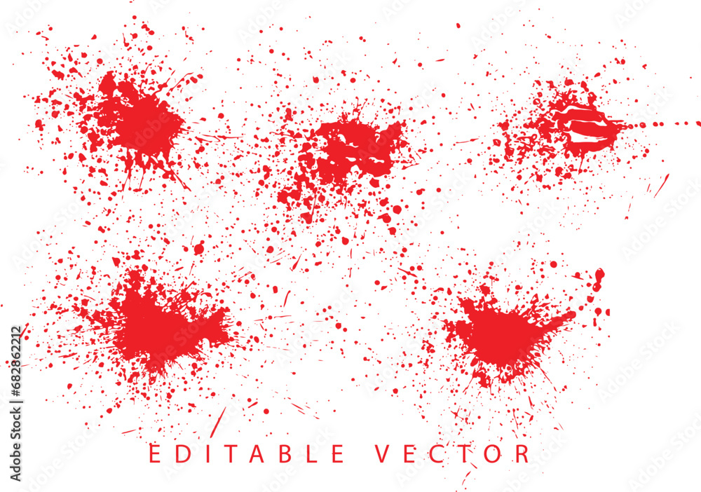 Red bleeding spatter blood vector set