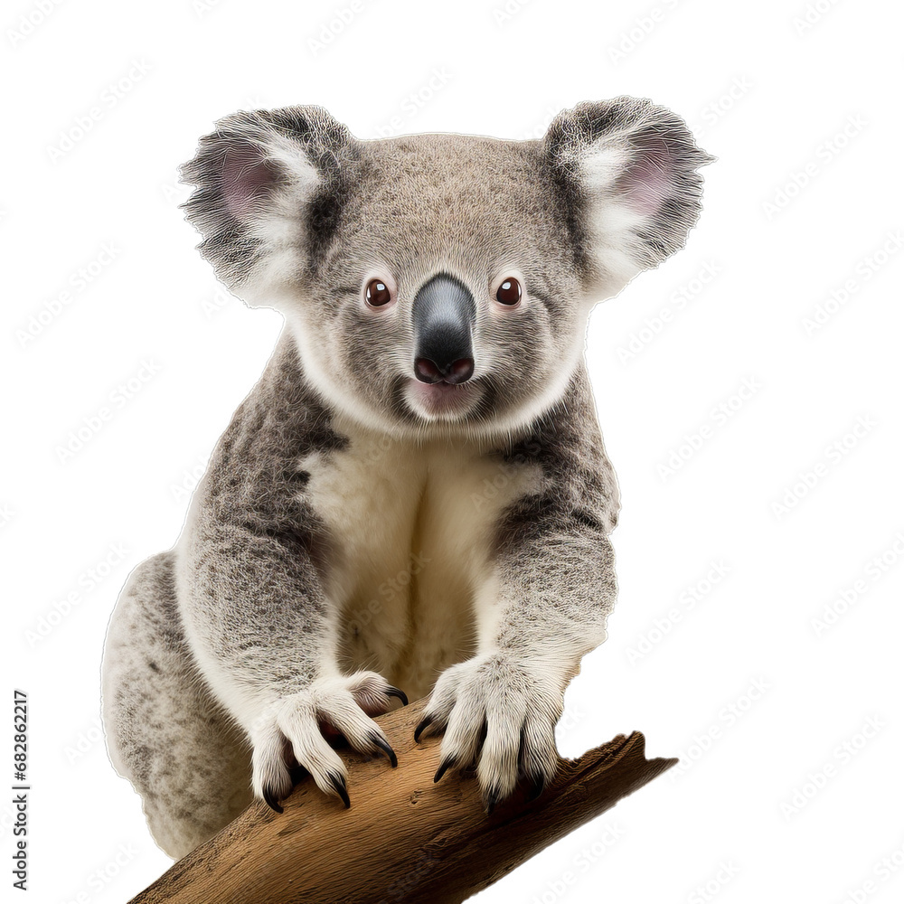 Fototapeta premium Koala Bear isolated on a transparent background, Australia wildlife, wild animal, PNG