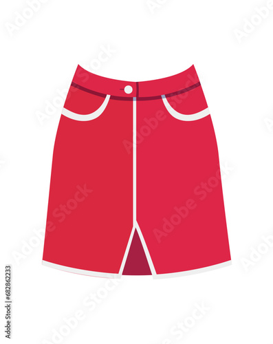 Cloth of flat cartoon set. This vibrant and colorful skirt chic design seamlessly blends style and comfort, making it a standout piece in the world of fashion. Vector illustration.