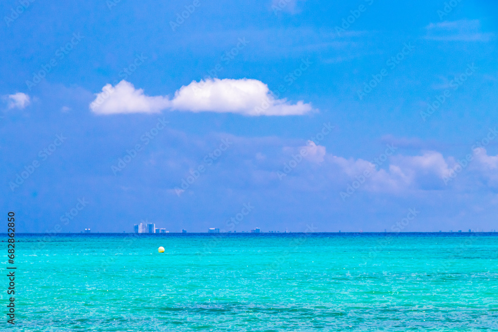 Tropical caribbean sea panorama view to Cozumel island cityscape Mexico. Tropical caribbean sea panorama view to Cozumel island cityscape Mexico.
