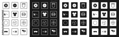Set Bicycle lock, Cycling t-shirt, brake, sprocket crank, pedal, wheel and icon. Vector