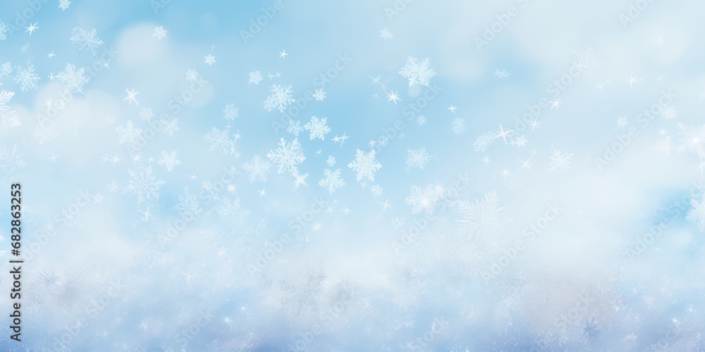 Random falling snow flakes wallpaper. Snowfall dust freeze granules. Snowfall sky white teal blue background. Many snowflakes february vector. Snow nature scenery.