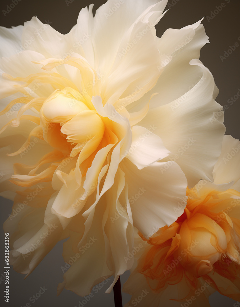 Wallpaper with flower bud of peony. Close up background. Generative AI	