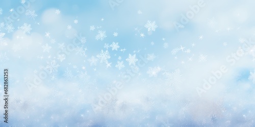 Random falling snow flakes wallpaper. Snowfall dust freeze granules. Snowfall sky white teal blue background. Many snowflakes february vector. Snow nature scenery. © kimly