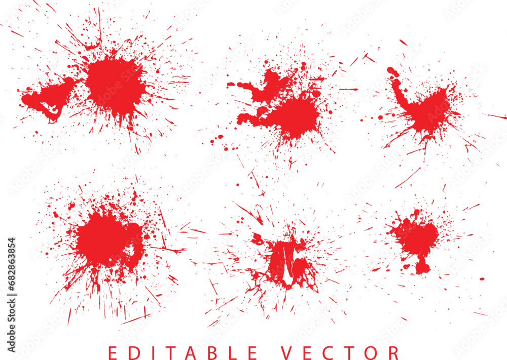 Blood texture blot painted art illustration set Blood texture blot painted art illustration set