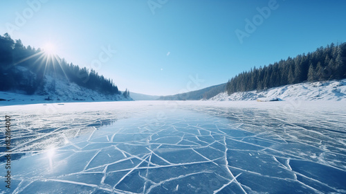 Blue Ice and Cracks in Winter Wonderland