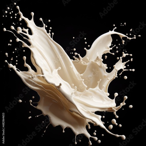 milk splash on black background