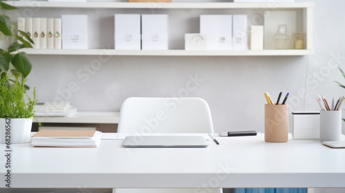 Desk in a modern office.