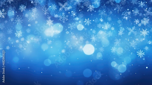 Snowflakes blue background christmas background bokeh 