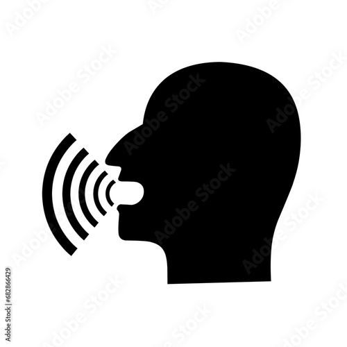 Talking icon. Voice control and interaction. Talking head concept isolated on white background. Vector illustration