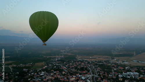 Amazing Aerial Footage of Hot Air Balloons in Pamukkale during the sunrise. High quality photo