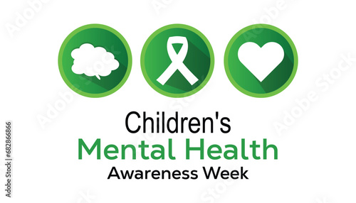 Vector illustration on the theme of Children's Mental Health awareness week observed each year during February.banner, Holiday, poster, card and background design.