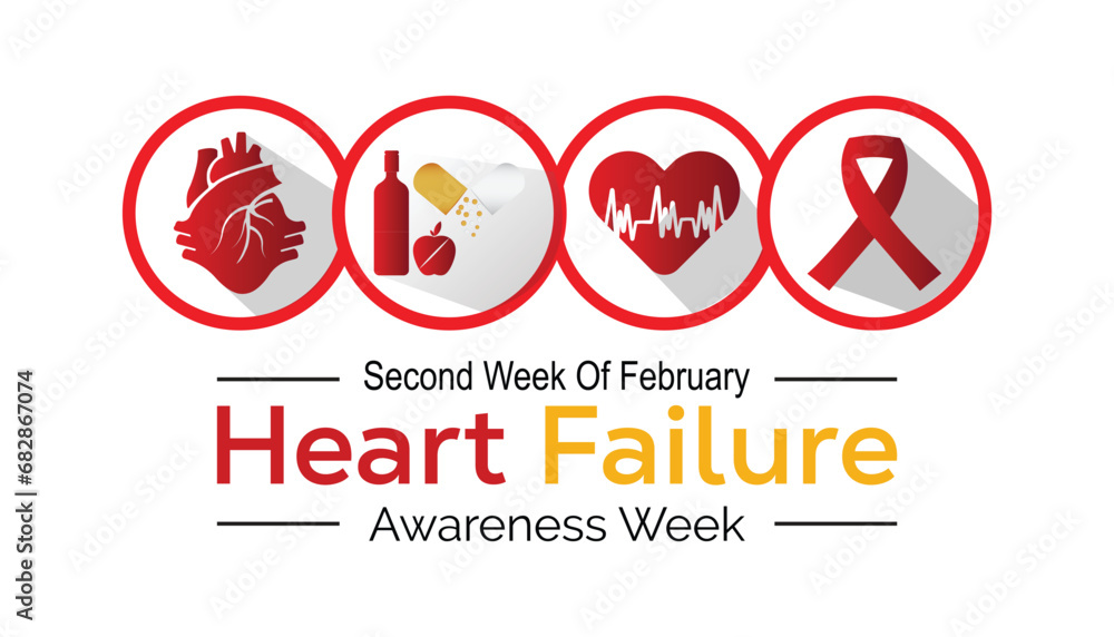 Vector illustration on the theme of Heart Failure awareness week observed each year during February.banner, Holiday, poster, card and background design. - obrazy, fototapety, plakaty 