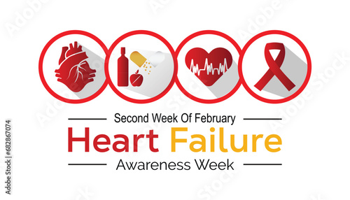 Vector illustration on the theme of Heart Failure awareness week observed each year during February.banner, Holiday, poster, card and background design. photo