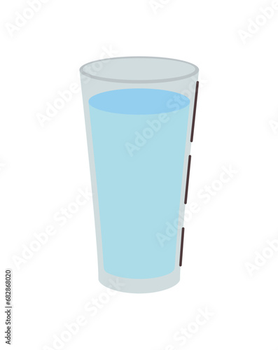 Element of morning routine set. The refreshing morning routine atmosphere feature a vibrant glass of water that symbolizes a hydrating and invigorating start to your day. Vector illustration.