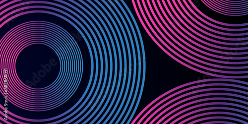 Luxury circle dimension layers with gradient Blue and pink line decoration Abstract colorful lines vector background. Internet, big data and technology connections