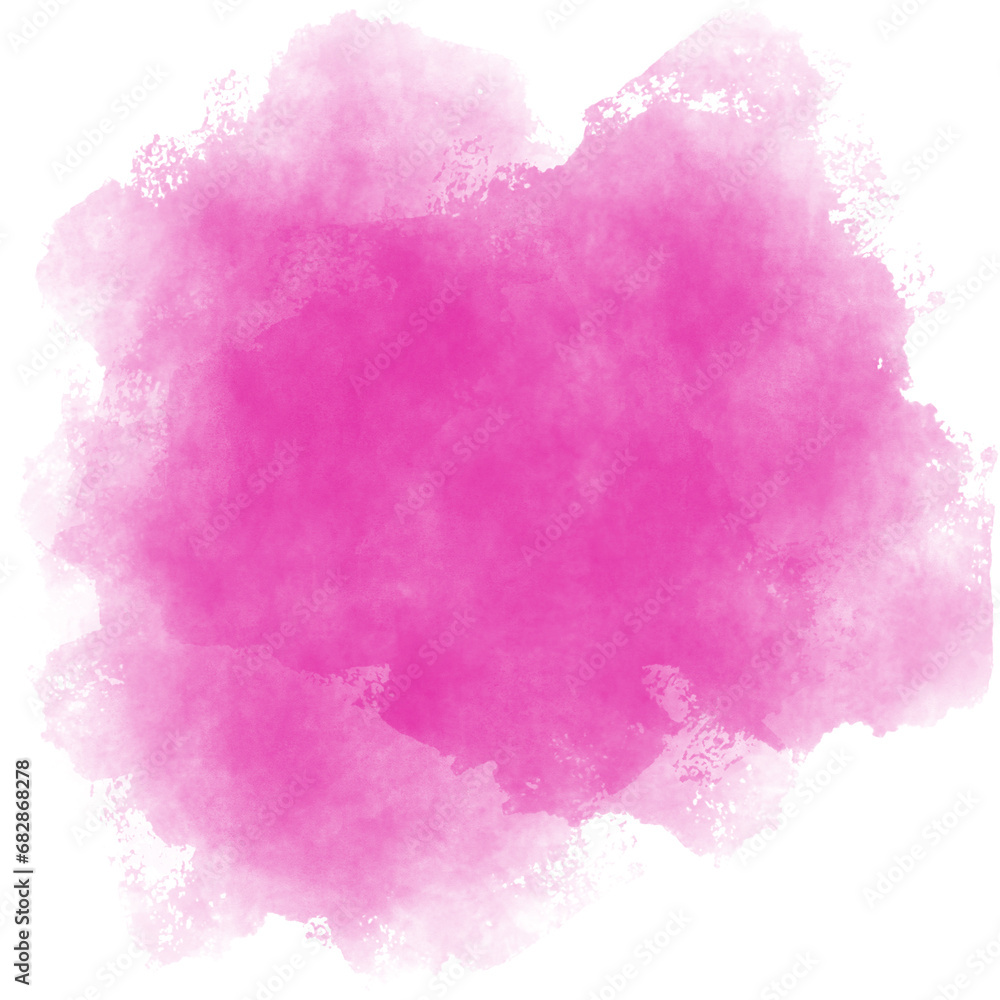 Pink Smoke Cloud Watercolor. Isolated on White Background and Transparent PNG.