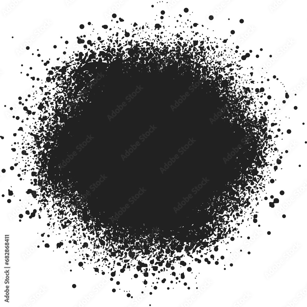 Black Paint Splatter. Isolated on White Background and Transparent PNG.