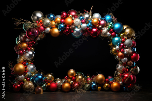 Frame of multi-colored Christmas balls