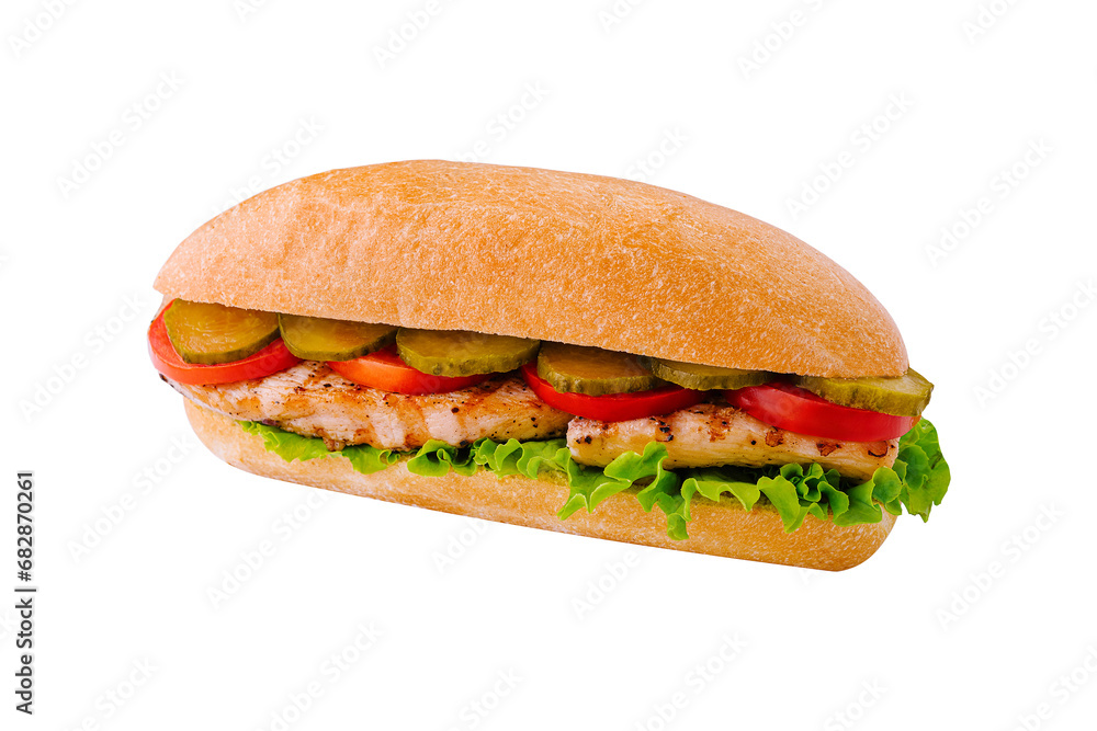 Grilled Chicken and Vegetable Sandwich isolated Grilled Chicken and Vegetable Sandwich isolated