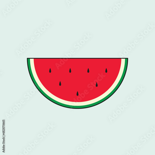 This vector avatar image of a watermelon combines red, black, white, and green colors, creating a delightful and colorful symbol. Its design merges elements from the Palestinian flag