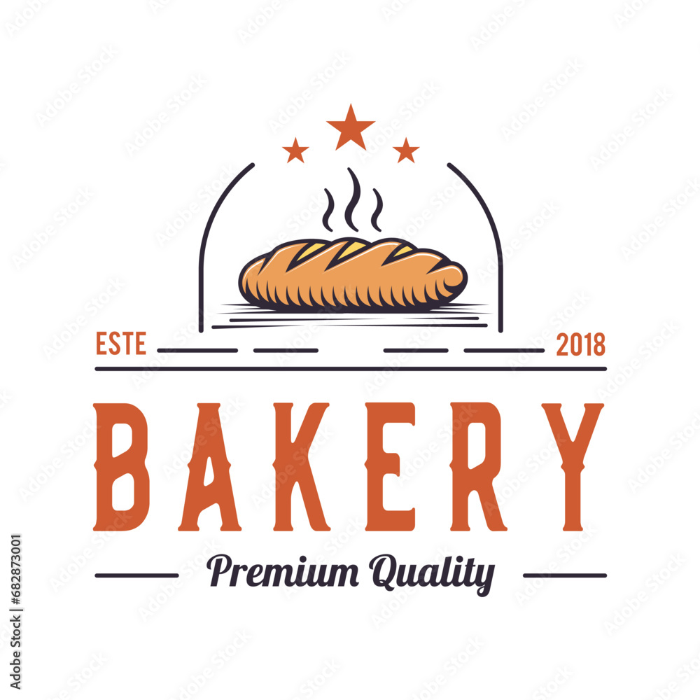 Bakery , classic badge logo design, bread emblem vintage symbol. food ...