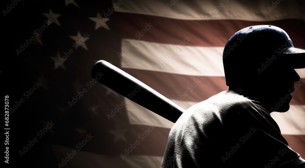 Baseball Player with a Bat Standing Proudly in Front of the American Generative AI Baseball Player with a Bat Standing Proudly in Front of the American Generative AI