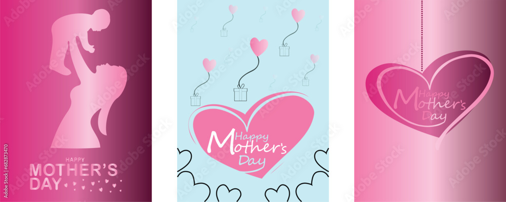 Set of Happy Mother's Day. banner, Greeting card, poster