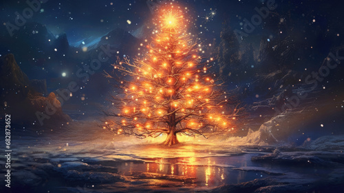 Wallpaper Mural An enchanting holiday scene with a beautifully decorated tree and blurred, radiant lights. Torontodigital.ca