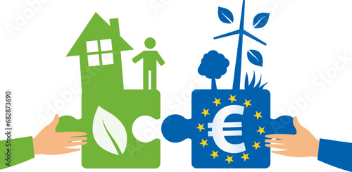 Europe pour la rénovation énergétique , concept écologie et économie des énergies, indépendance énergétique photo