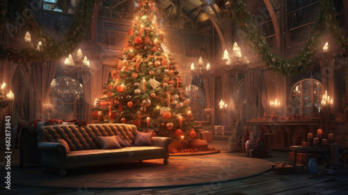 Wallpaper Mural A dreamy holiday atmosphere with a beautifully decorated tree and a background of dreamy, twinkling lights. Torontodigital.ca