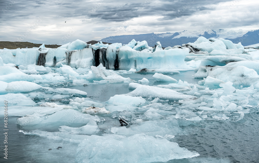 Iceberg drifting in Jokulsarlon glacier bay in  Southeast Iceland, Europe. Popular travel destination of Iceland