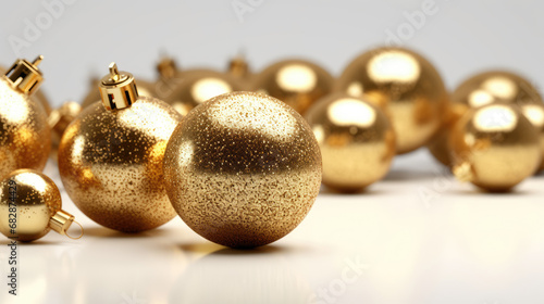 Wallpaper Mural Golden Christmas baubles on a white background Torontodigital.ca