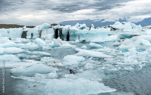 Iceberg drifting in Jokulsarlon glacier bay in Southeast Iceland, Europe. Popular travel destination of Iceland