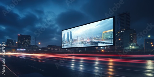 Huge LED billboard by the highway, an interactive advertising concept