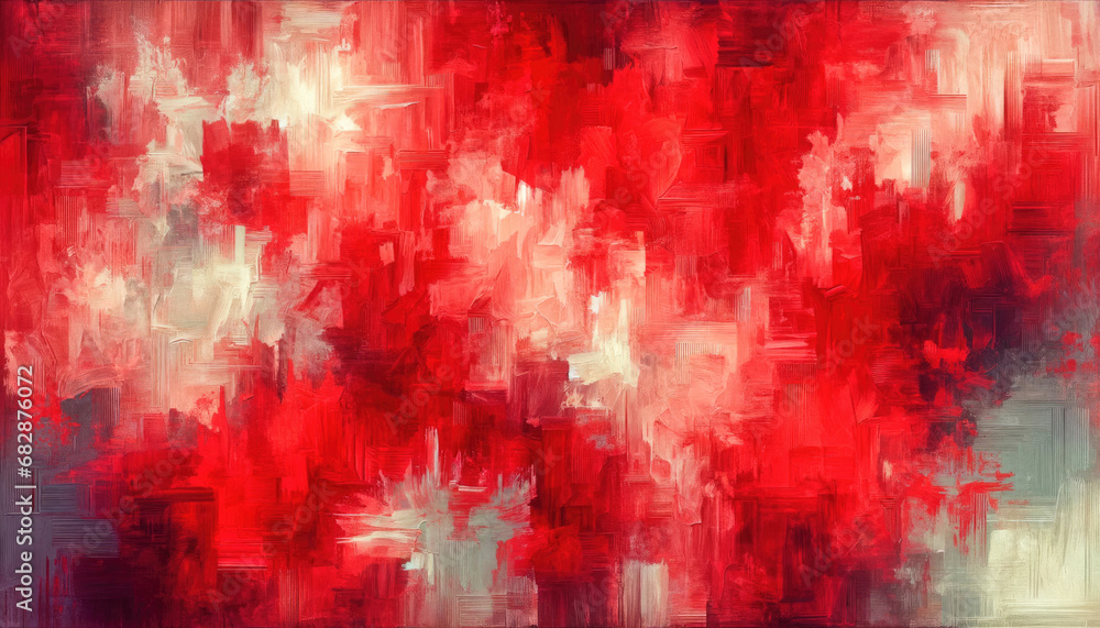 Red abstract art background with grunge brush strokes and splashes. Generative ai.