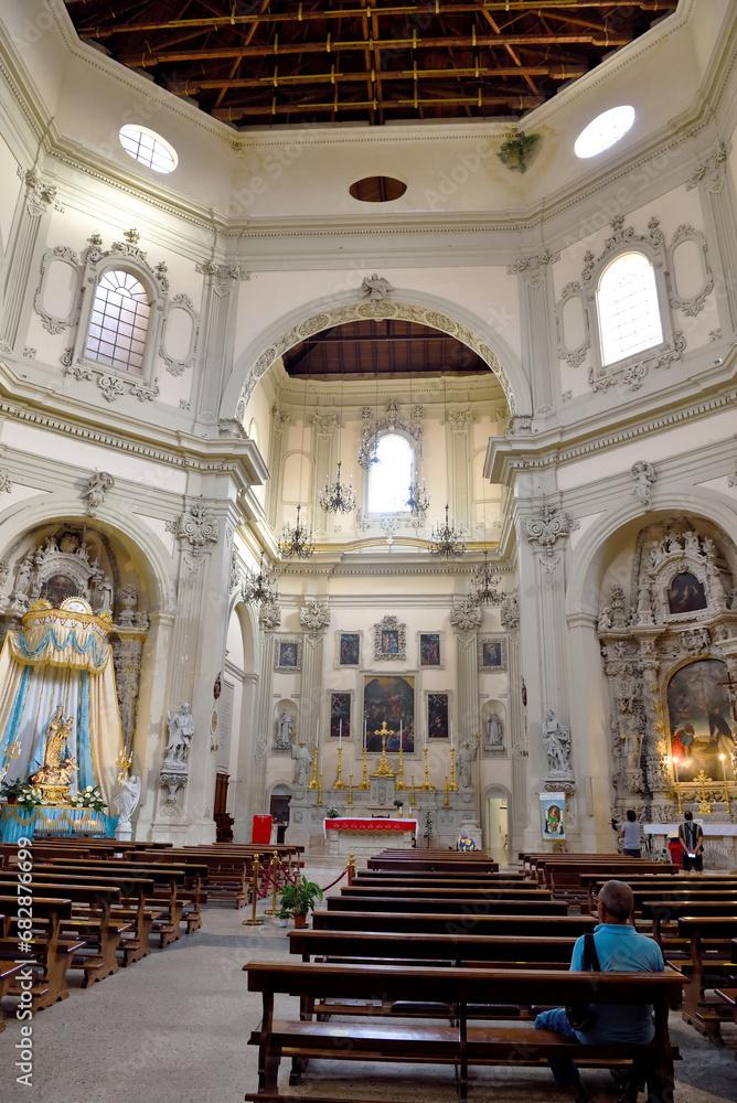 Interior of the church of San Giovanni Battista al Rosario in baroque style built in 1691 Lecce Italy