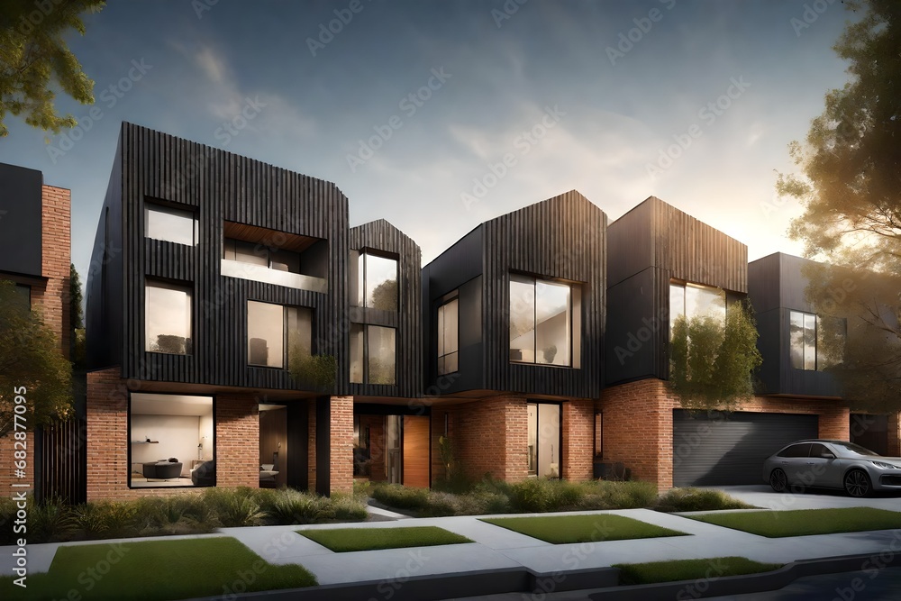 modern house in the evening modern house in the evening