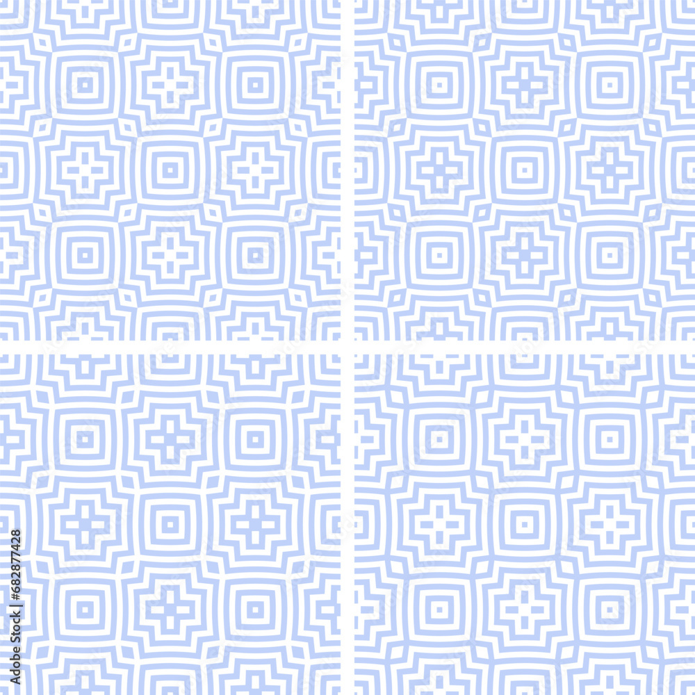 Set of Seamless Geometric Light Blue Patterns. Set of Seamless Geometric Light Blue Patterns.