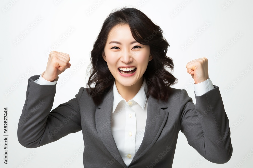 ガッツポーズをするビジネスウーマン05