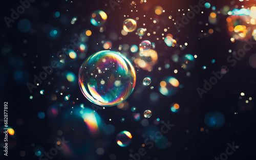 Bubbles oil blurred bokeh multi-colored abstract The oil stains are shiny and colorful