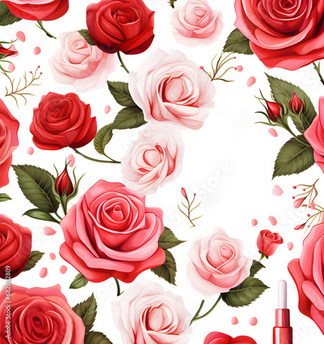 Flat lay floral background with copy space for promotion of cosmetic beauty products © Biancaneve MoSt