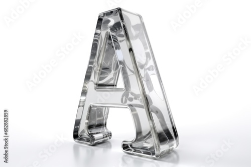 letter a, from glass, on white background