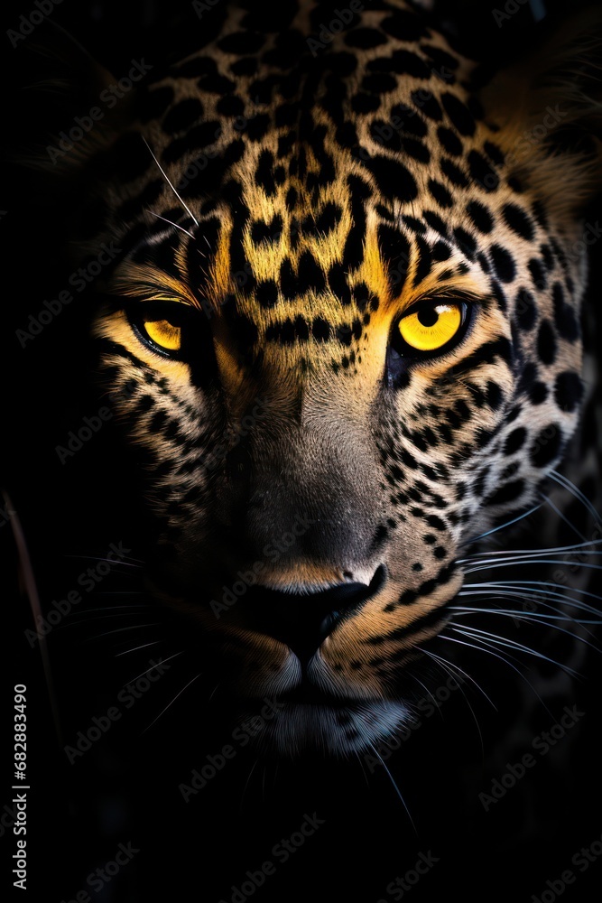 Black and white photography of a leopard, generated with AI Black and white photography of a leopard, generated with AI